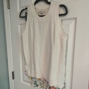 Loft mixed media crochet tank with floral back